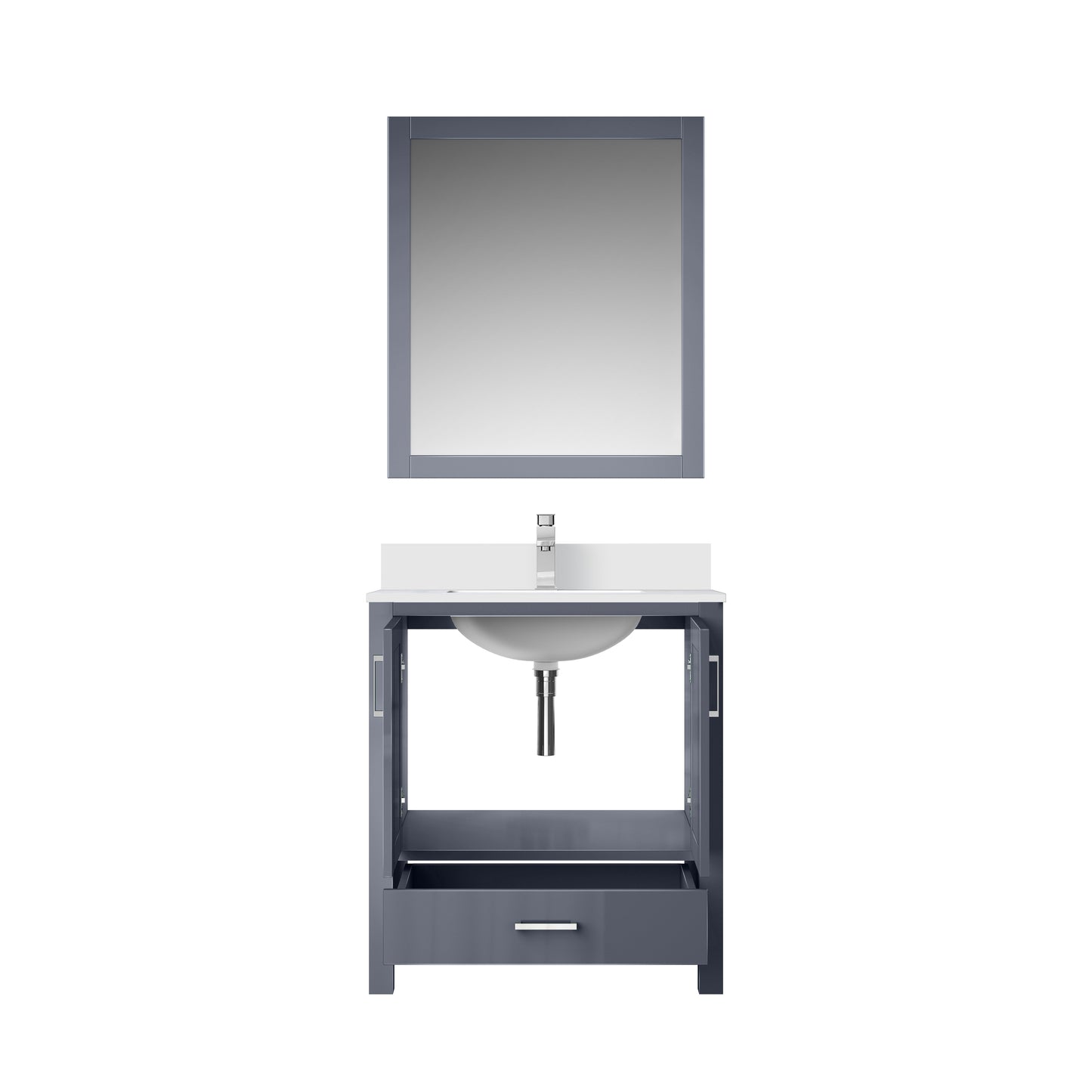 Lexora Jacques 30" Dark Grey Bathroom Vanity – Modern Solid Wood Freestanding Cabinet