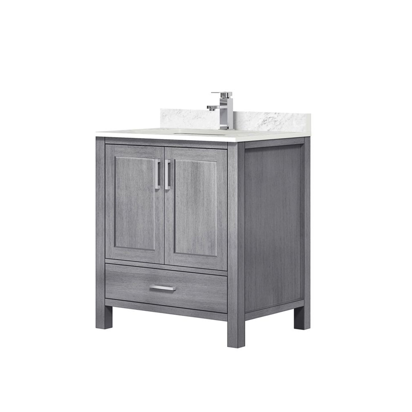 Lexora Jacques 30" Distressed Grey Bathroom Vanity – Solid Wood, Mid-Century Freestanding Storage Cabinet