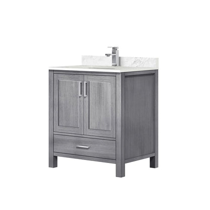 Lexora Jacques 30" Distressed Grey Bathroom Vanity – Solid Wood, Mid-Century Freestanding Storage Cabinet