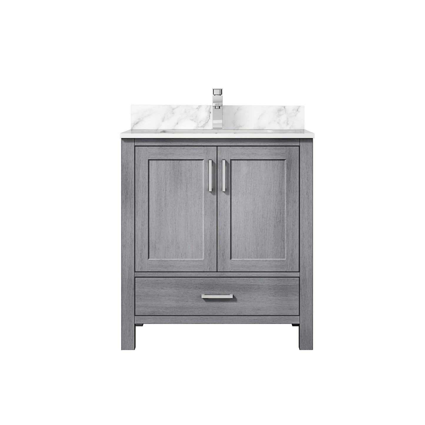 Lexora Jacques 30" Distressed Grey Bathroom Vanity – Solid Wood, Mid-Century Freestanding Storage Cabinet
