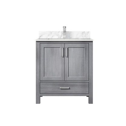 Lexora Jacques 30" Distressed Grey Bathroom Vanity – Solid Wood, Mid-Century Freestanding Storage Cabinet