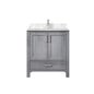 Lexora Jacques 30" Distressed Grey Bathroom Vanity – Solid Wood, Mid-Century Freestanding Storage Cabinet