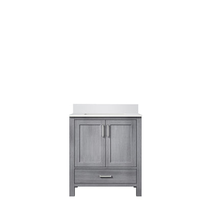 Lexora Jacques 30" Distressed Grey Bathroom Vanity – Solid Wood, Mid-Century Freestanding Storage Cabinet
