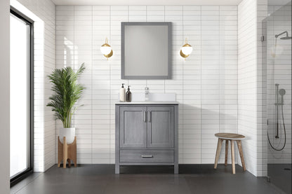 Lexora Jacques 30" Distressed Grey Bathroom Vanity – Solid Wood, Mid-Century Freestanding Storage Cabinet
