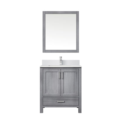 Lexora Jacques 30" Distressed Grey Bathroom Vanity – Solid Wood, Mid-Century Freestanding Storage Cabinet