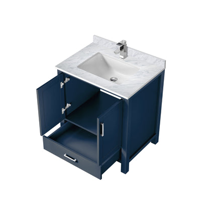 Lexora Jacques 30" Navy Blue Bathroom Vanity | Solid Wood Cabinet