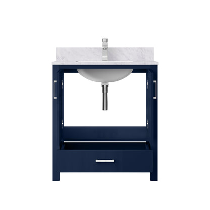 Lexora Jacques 30" Navy Blue Bathroom Vanity | Solid Wood Cabinet