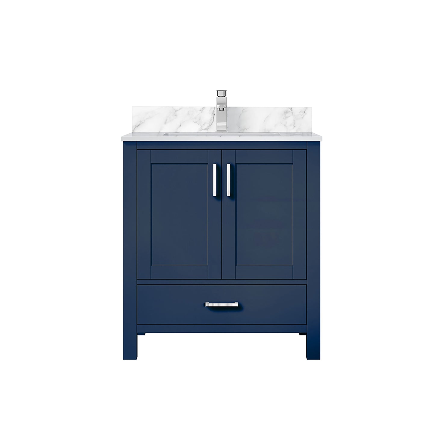 Lexora Jacques 30" Navy Blue Bathroom Vanity | Solid Wood Cabinet
