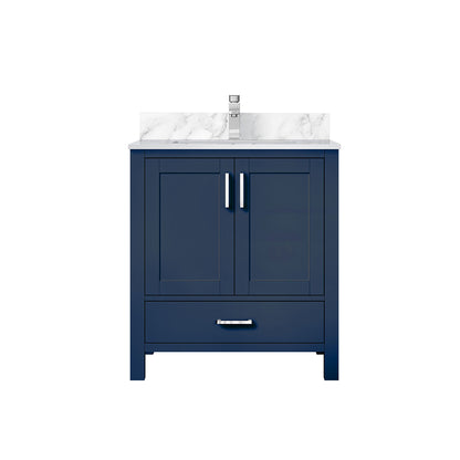 Lexora Jacques 30" Navy Blue Bathroom Vanity | Solid Wood Cabinet