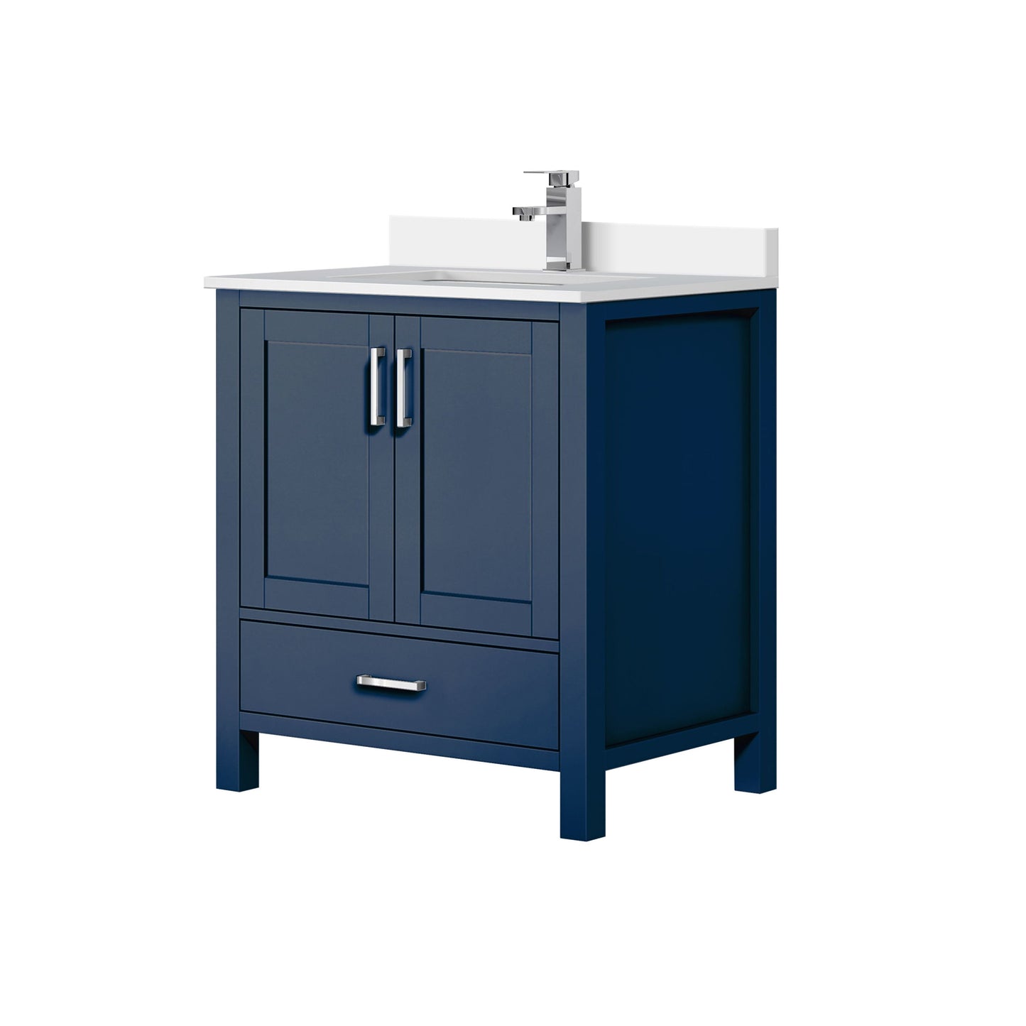 Lexora Jacques 30" Navy Blue Bathroom Vanity | Solid Wood Cabinet