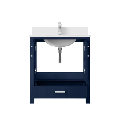 Lexora Jacques 30" Navy Blue Bathroom Vanity | Solid Wood Cabinet