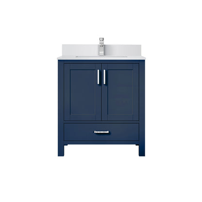 Lexora Jacques 30" Navy Blue Bathroom Vanity | Solid Wood Cabinet