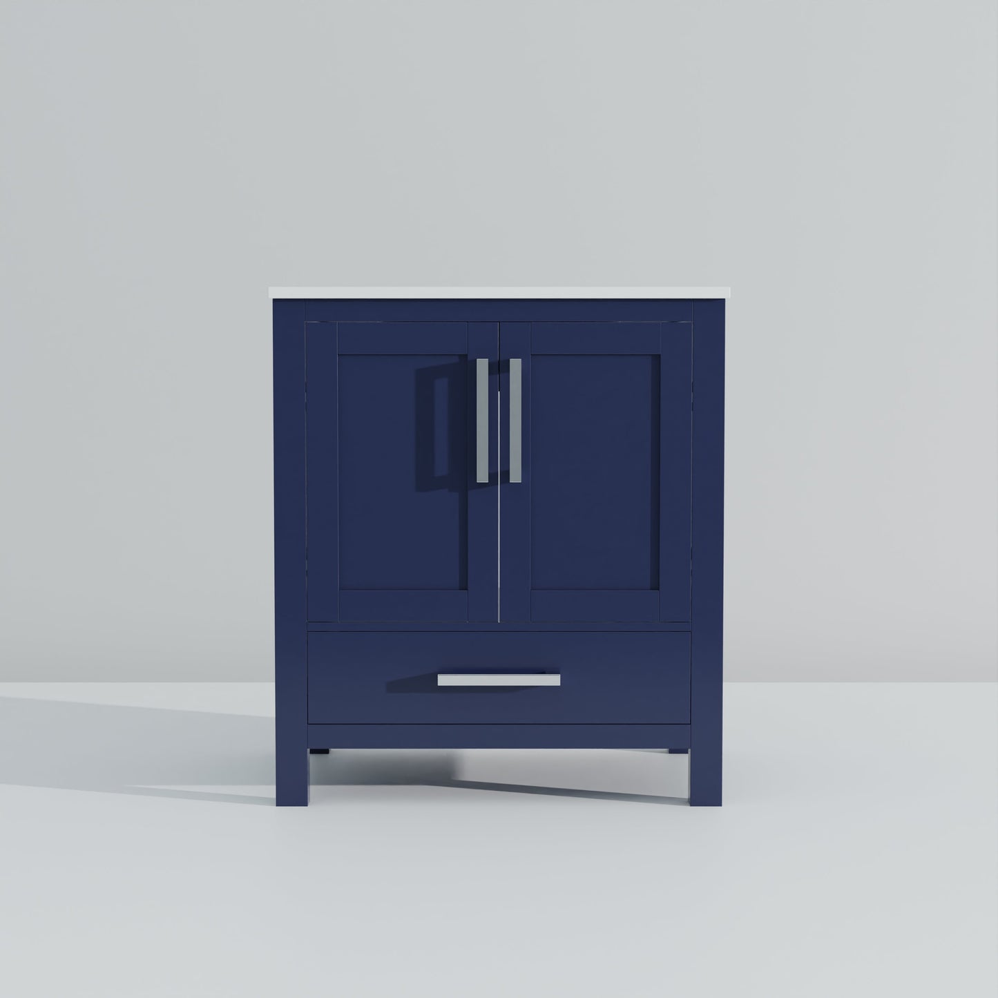 Lexora Jacques 30" Navy Blue Bathroom Vanity | Solid Wood Cabinet