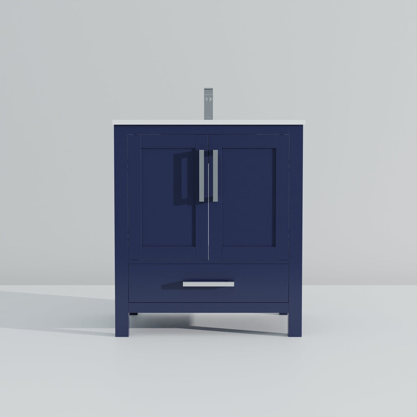 Lexora Jacques 30" Navy Blue Bathroom Vanity | Solid Wood Cabinet