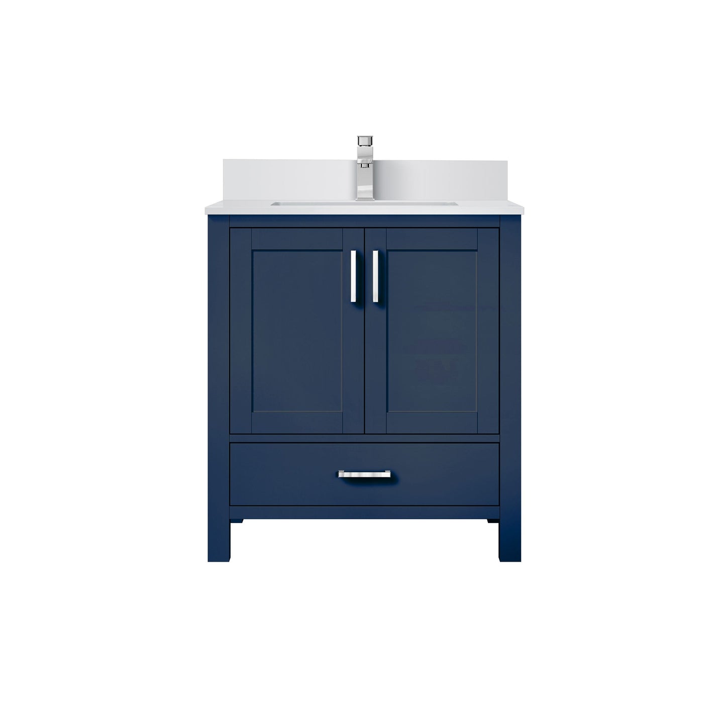 Lexora Jacques 30" Navy Blue Bathroom Vanity | Solid Wood Cabinet