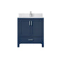 Lexora Jacques 30" Navy Blue Bathroom Vanity | Solid Wood Cabinet