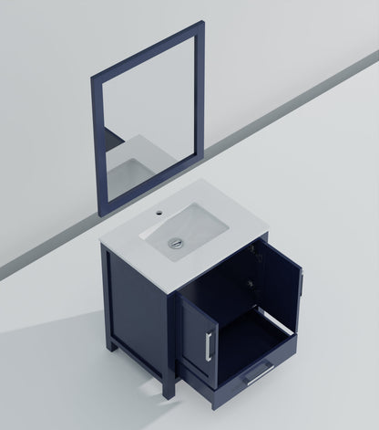 Lexora Jacques 30" Navy Blue Bathroom Vanity | Solid Wood Cabinet