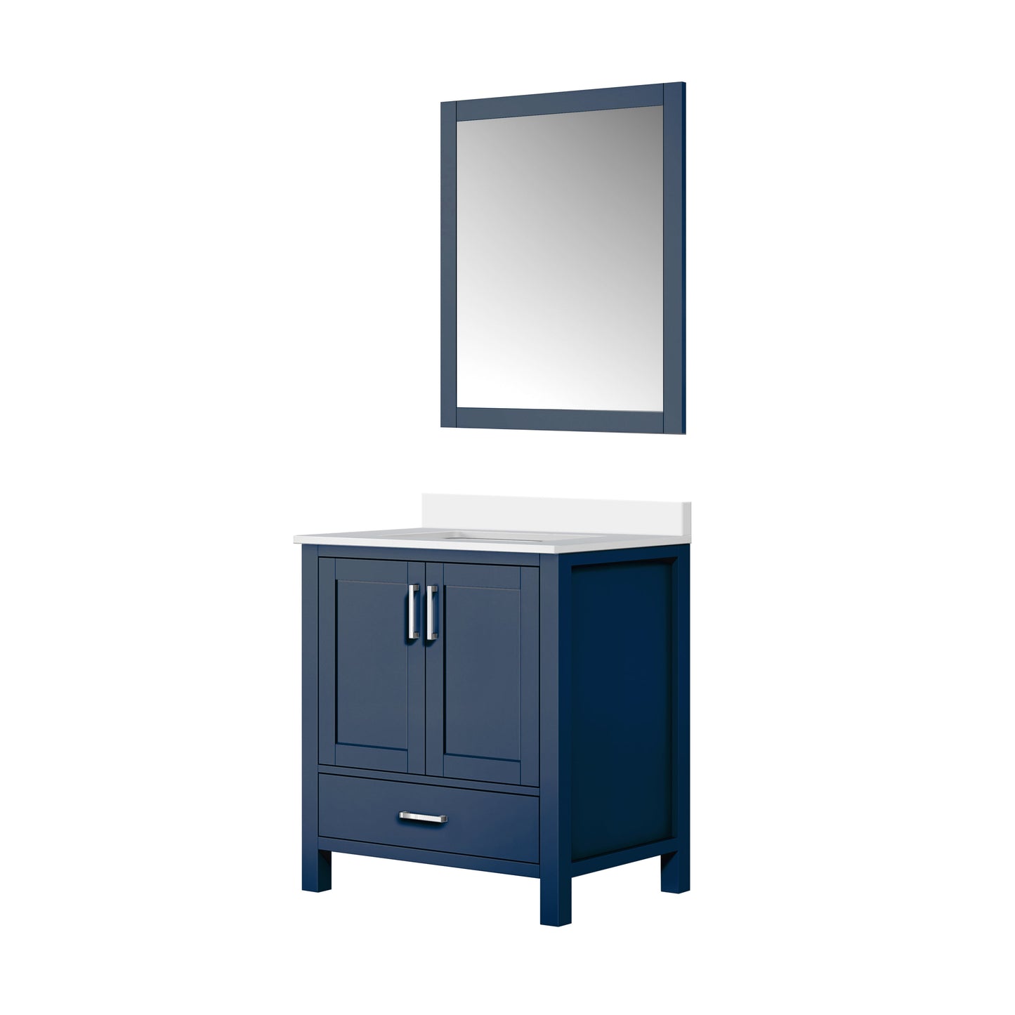 Lexora Jacques 30" Navy Blue Bathroom Vanity | Solid Wood Cabinet