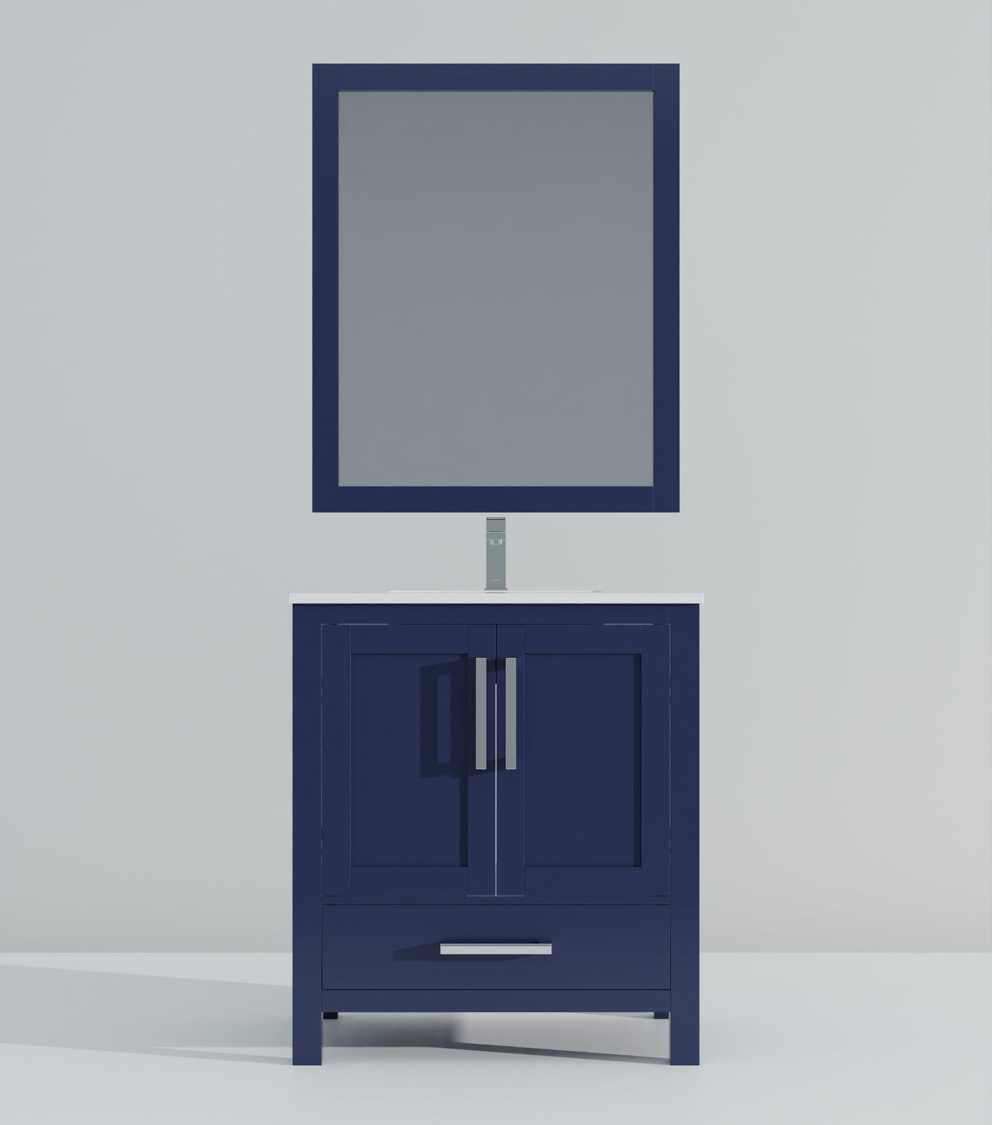 Lexora Jacques 30" Navy Blue Bathroom Vanity | Solid Wood Cabinet