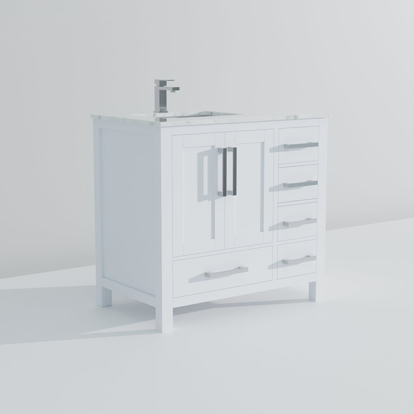 Jacques 36 in. W x 22 in. D Left Offset White Bath Vanity