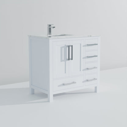 Jacques 36 in. W x 22 in. D Left Offset White Bath Vanity