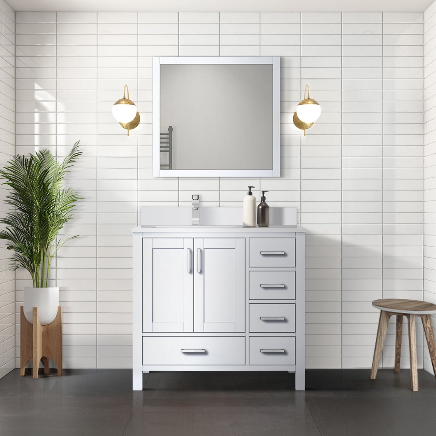 Jacques 36 in. W x 22 in. D Left Offset White Bath Vanity