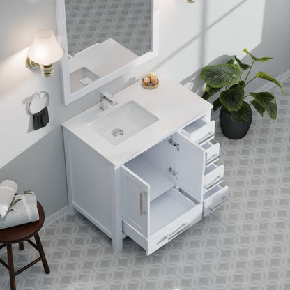 Jacques 36 in. W x 22 in. D Left Offset White Bath Vanity