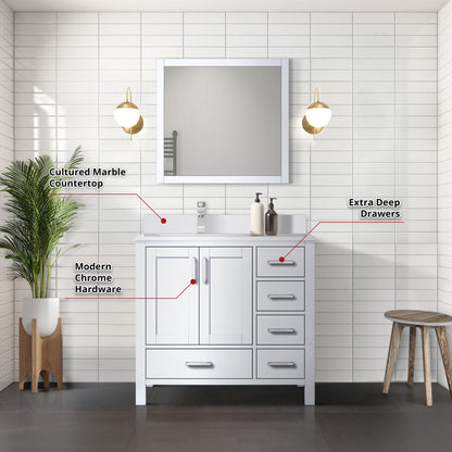 Jacques 36 in. W x 22 in. D Left Offset White Bath Vanity