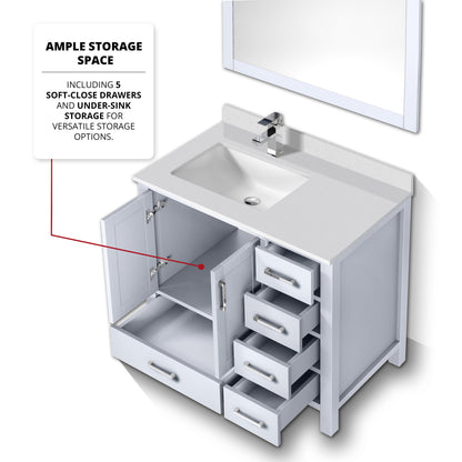 Jacques 36 in. W x 22 in. D Left Offset White Bath Vanity