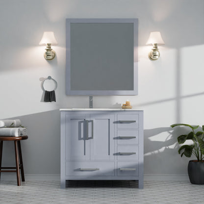 Lexora Jacques 36" Dark Grey Left-Offset Bathroom Vanity | Solid Wood