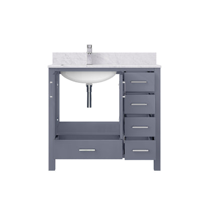 Lexora Jacques 36" Dark Grey Left-Offset Bathroom Vanity | Solid Wood