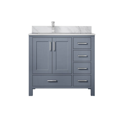 Lexora Jacques 36" Dark Grey Left-Offset Bathroom Vanity | Solid Wood