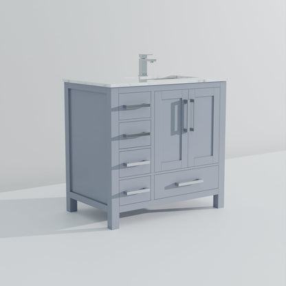 Jacques 36 in. W x 22 in. D Right Offset Dark Grey Bath Vanity