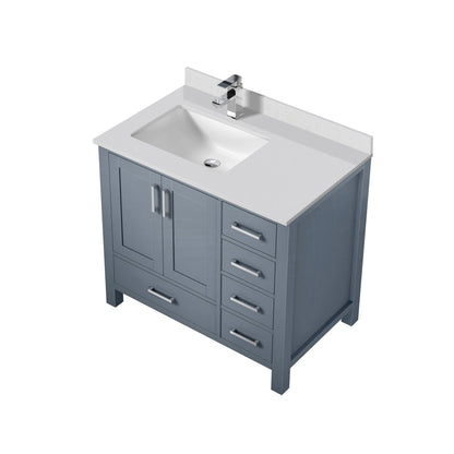 Lexora Jacques 36" Dark Grey Left-Offset Bathroom Vanity | Solid Wood