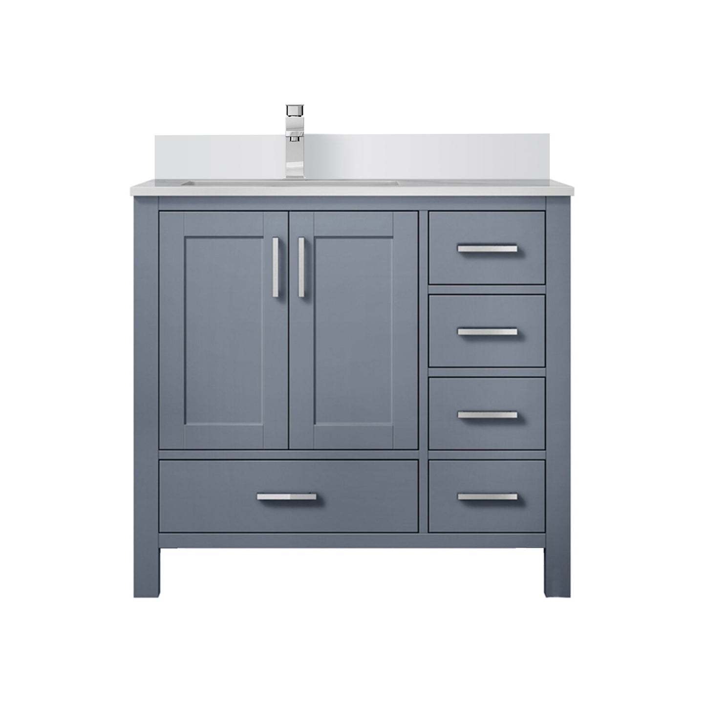 Lexora Jacques 36" Dark Grey Left-Offset Bathroom Vanity | Solid Wood