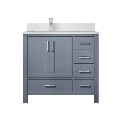 Lexora Jacques 36" Dark Grey Left-Offset Bathroom Vanity | Solid Wood
