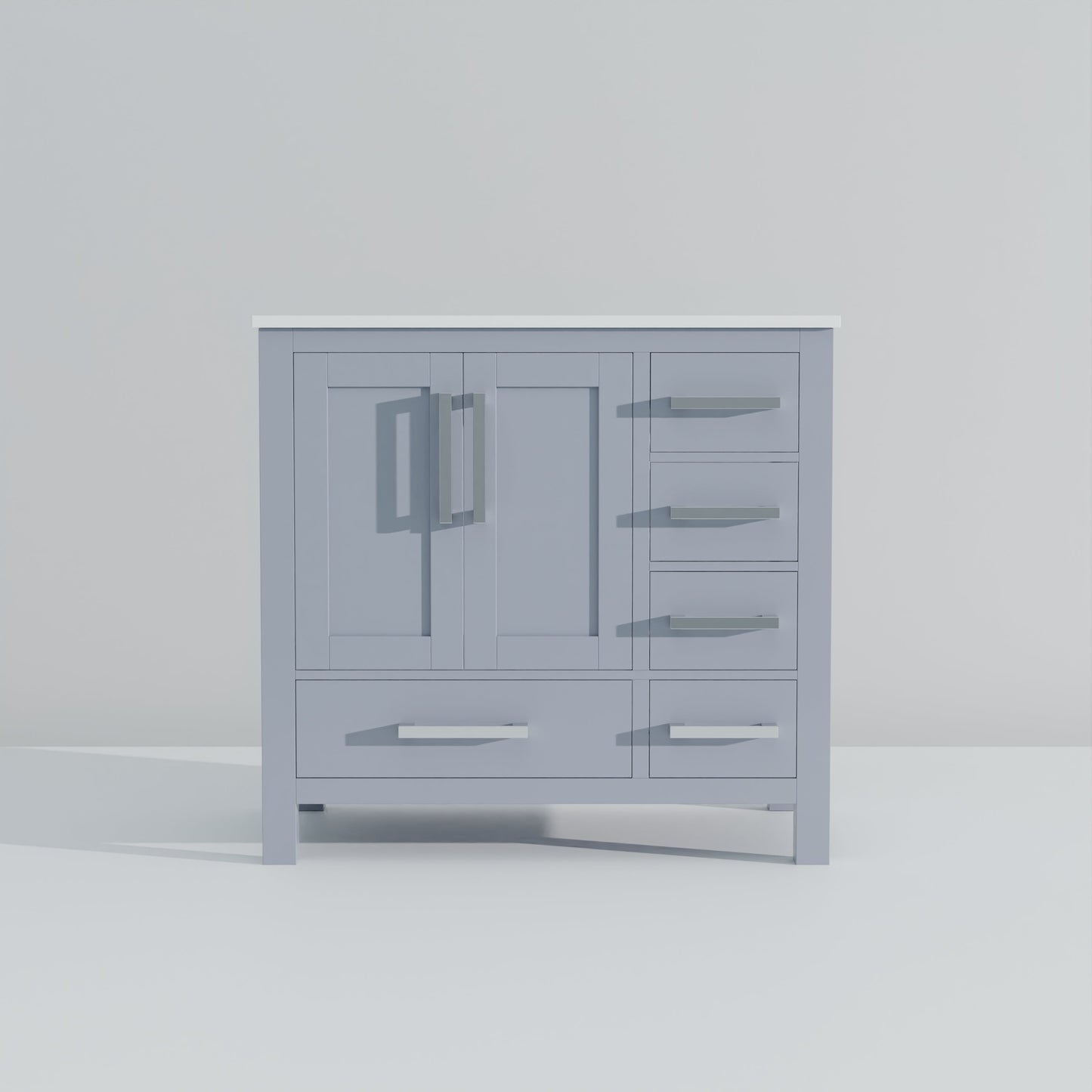 Lexora Jacques 36" Dark Grey Left-Offset Bathroom Vanity | Solid Wood