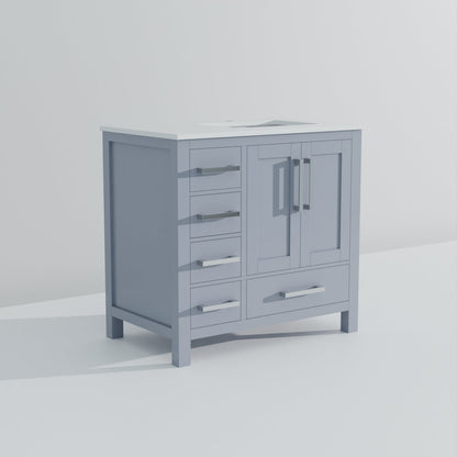 Jacques 36 in. W x 22 in. D Right Offset Dark Grey Bath Vanity