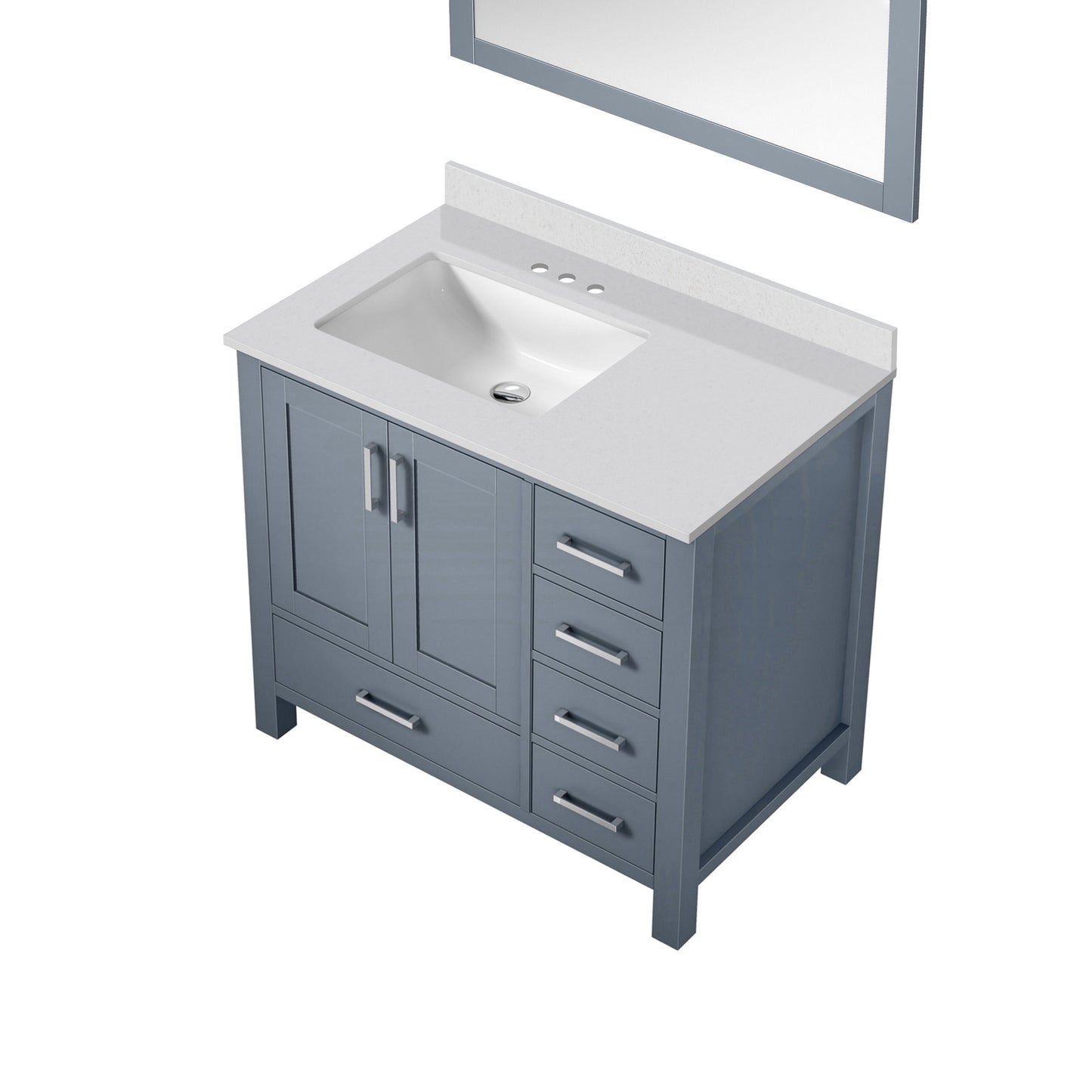 Lexora Jacques 36" Dark Grey Left-Offset Bathroom Vanity | Solid Wood