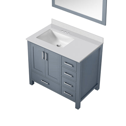 Lexora Jacques 36" Dark Grey Left-Offset Bathroom Vanity | Solid Wood