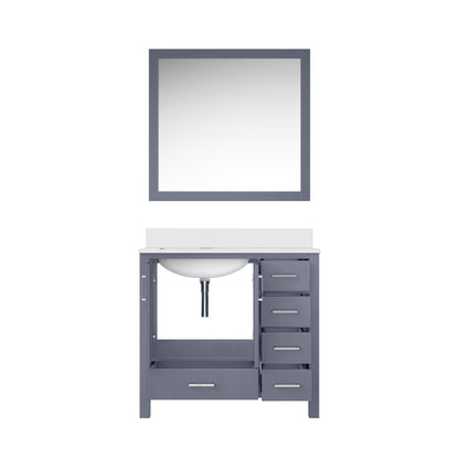 Lexora Jacques 36" Dark Grey Left-Offset Bathroom Vanity | Solid Wood