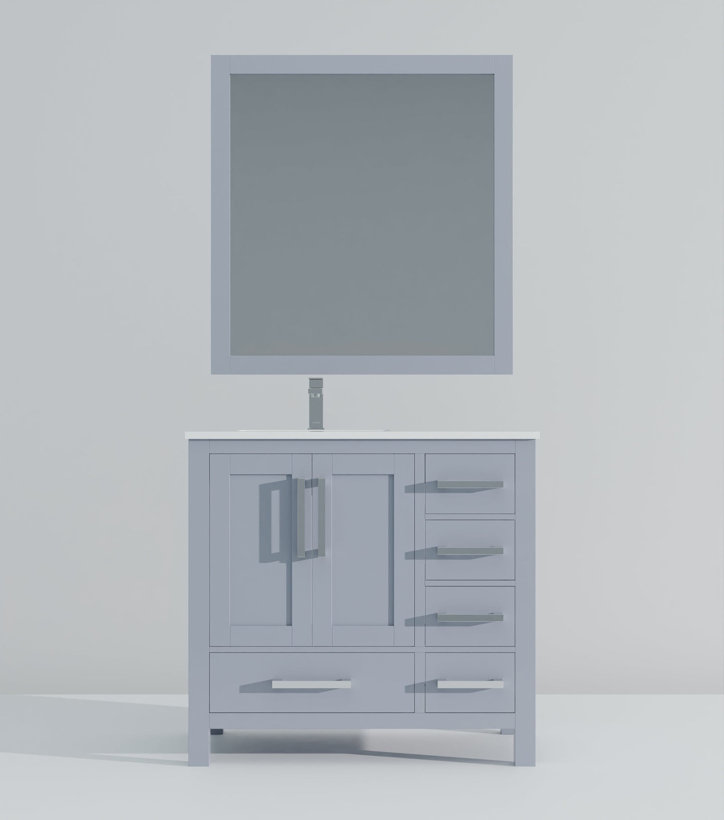 Lexora Jacques 36" Dark Grey Left-Offset Bathroom Vanity | Solid Wood
