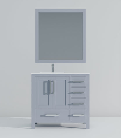 Lexora Jacques 36" Dark Grey Left-Offset Bathroom Vanity | Solid Wood