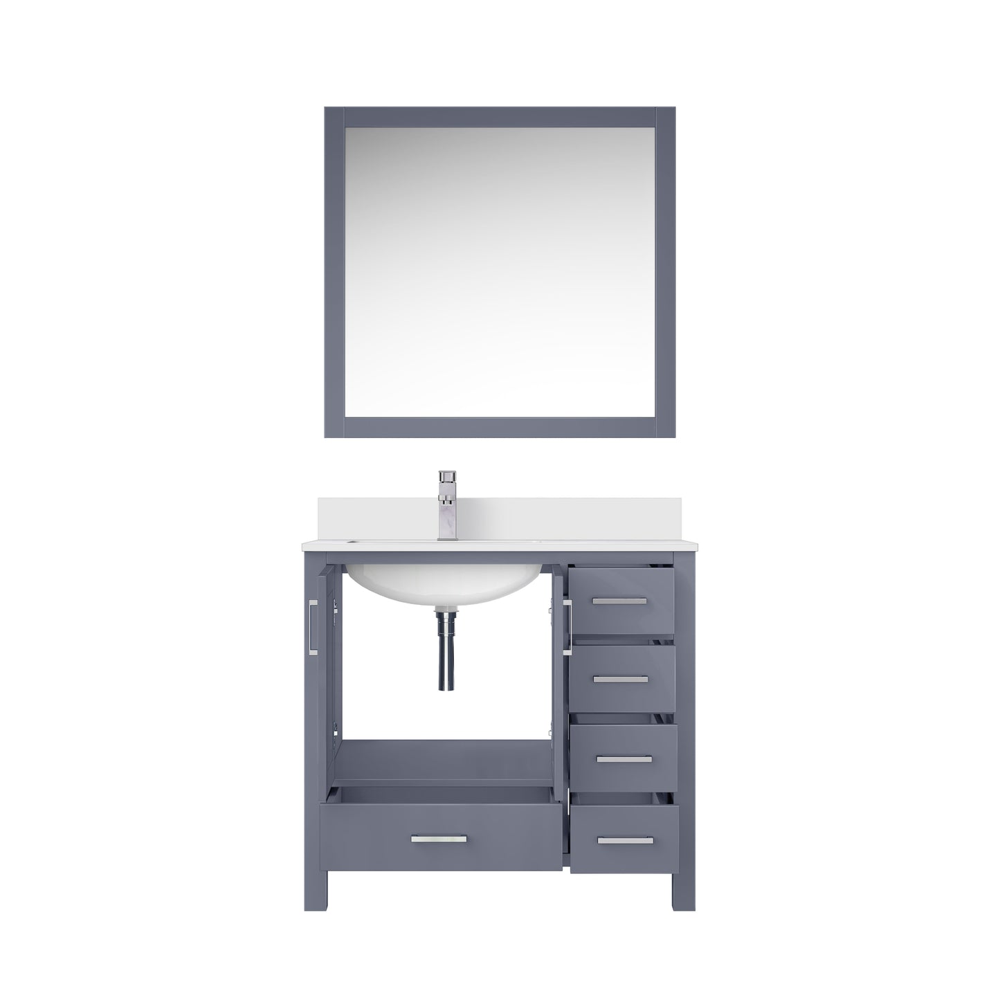 Lexora Jacques 36" Dark Grey Left-Offset Bathroom Vanity | Solid Wood