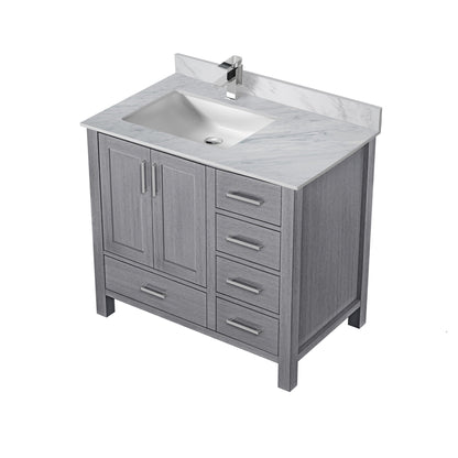 Lexora Jacques 36" Distressed Grey Left-Offset Bathroom Vanity