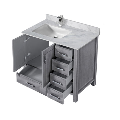 Lexora Jacques 36" Distressed Grey Left-Offset Bathroom Vanity