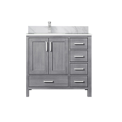 Lexora Jacques 36" Distressed Grey Left-Offset Bathroom Vanity