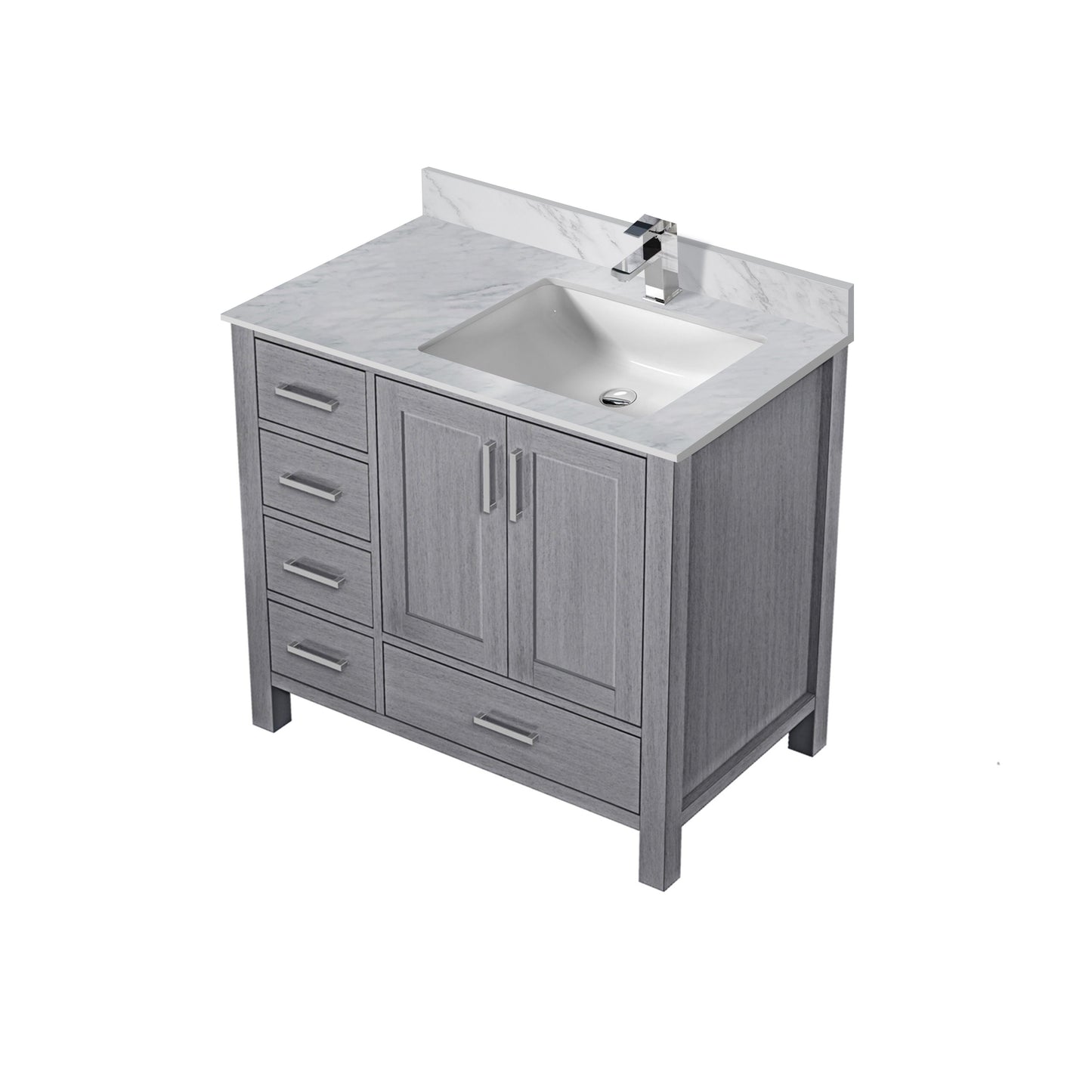 Jacques 36 in. W x 22 in. D Right Offset Distressed Grey Bath Vanity