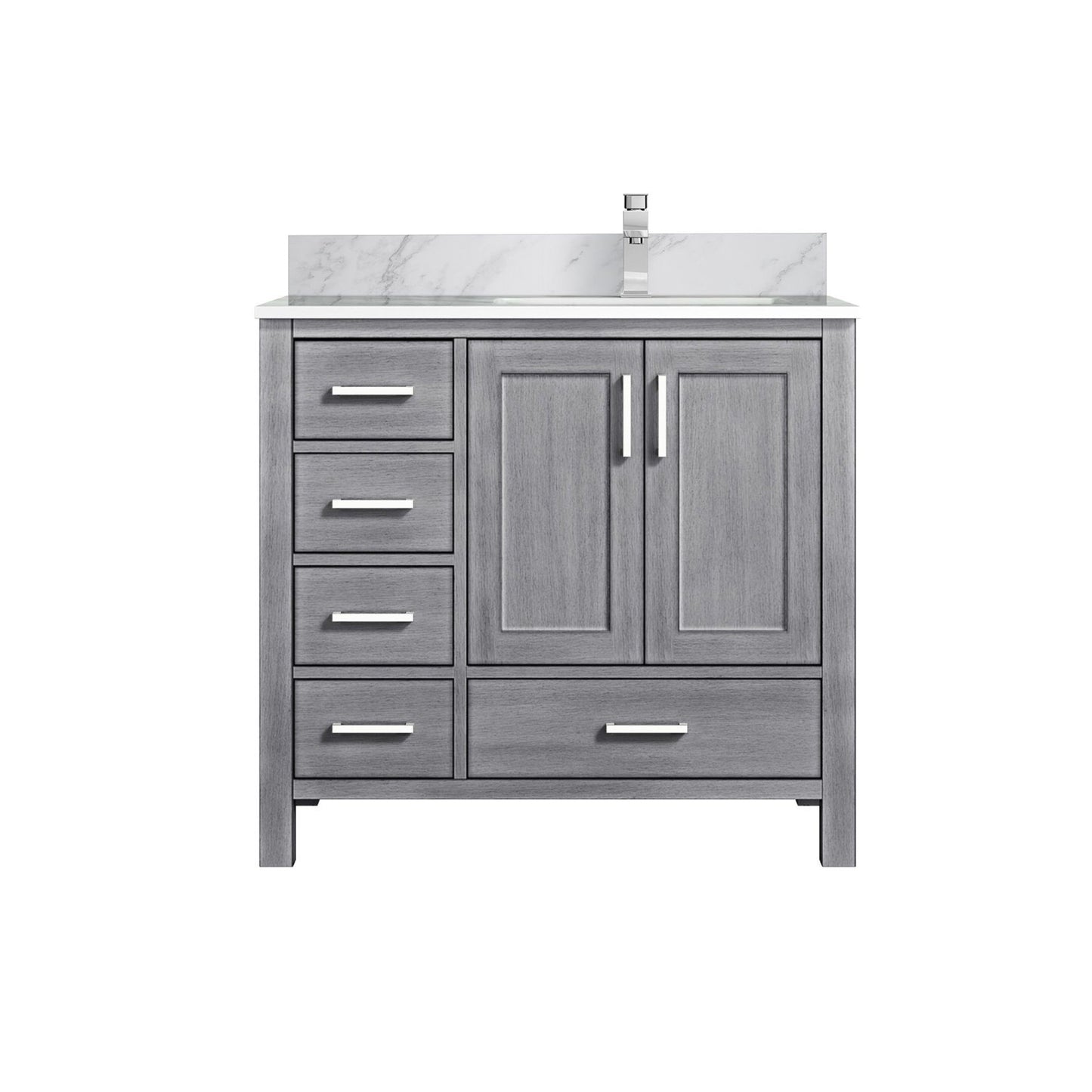 Jacques 36 in. W x 22 in. D Right Offset Distressed Grey Bath Vanity