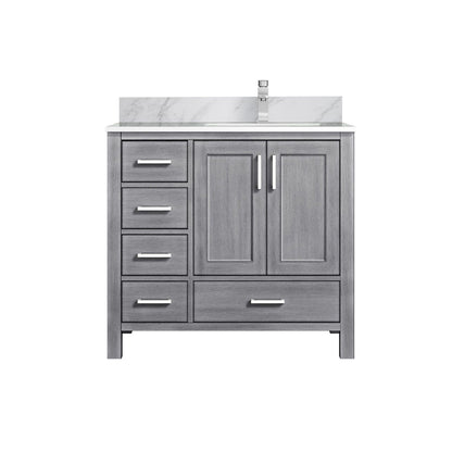 Jacques 36 in. W x 22 in. D Right Offset Distressed Grey Bath Vanity